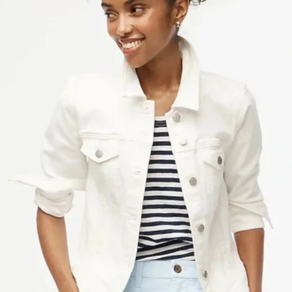 J.Crew NWOT Classic Jean Jacket in White XS JCrew